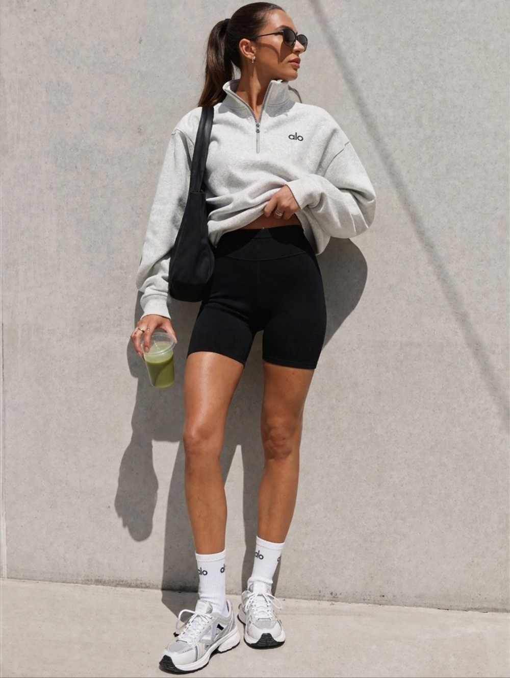 Year of Ours Sepulveda Knit Bike Shorts Black High Waist Athleisure Pilates